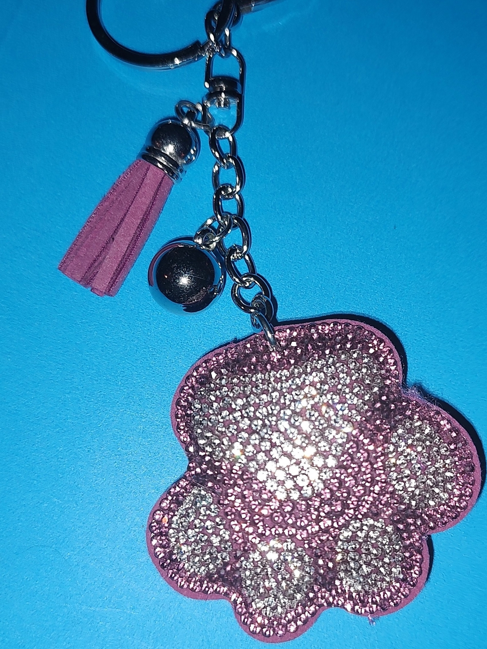 New! Rhinestone Purple Paw Keychain Tassel -